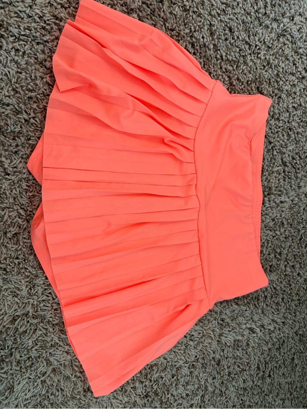 Neon Coral Pleated Skater Skirt
